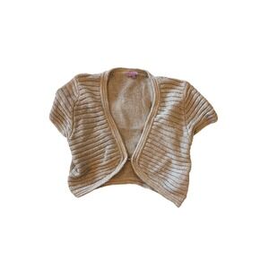 TRUCCO Women's Beige Short Sleeve Knit Bolero Cardigan Size L